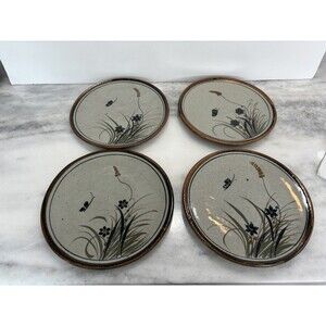 Teresa Duran  XOCHIQUETZAL Tonala Butterfly 4 Plates Signed Mexican Pottery 8.5"